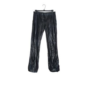 Theory Brand Real Leather Black Pants White Tuxedo Side Stripe 4 Boot j Flare